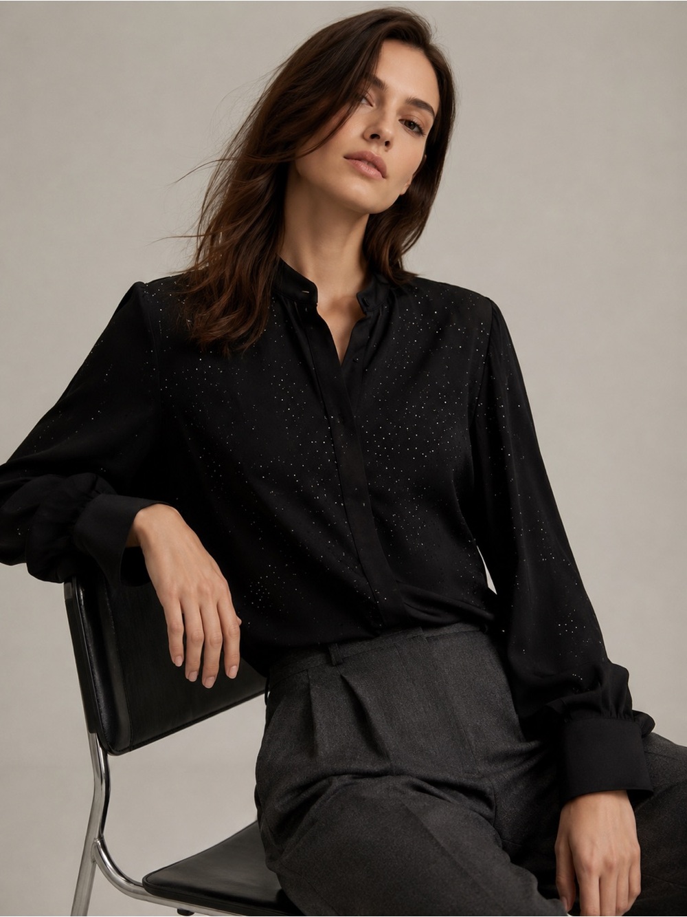🖤 Equipment Femme Micro Speckled Blouse | Black | XS (Fits Medium) | Like New